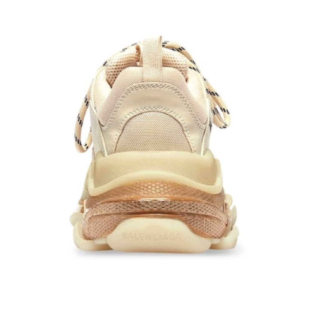 BALENCIAGA WOMEN'S TRIPLE S CLEAR SOLE SNEAKER IN BEIGE size 35 - Picture 5 of 13